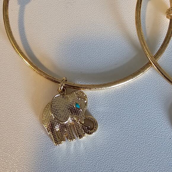 Lilly Pulitzer Gold Charm Bracelet Trio - Elephant, Watermelon & Seashell Bangle - Picture 6 of 7
